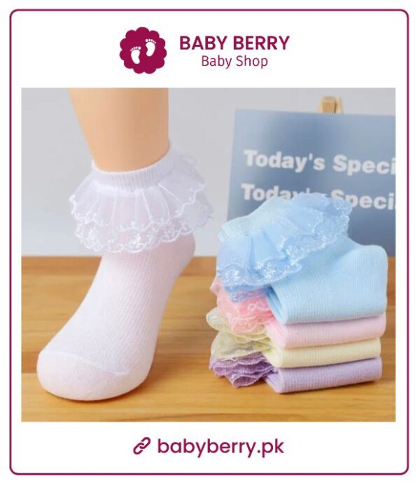 Children Sock Non-Slip Summer Cotton-White Ruffle Frilly Girl Princess Socks